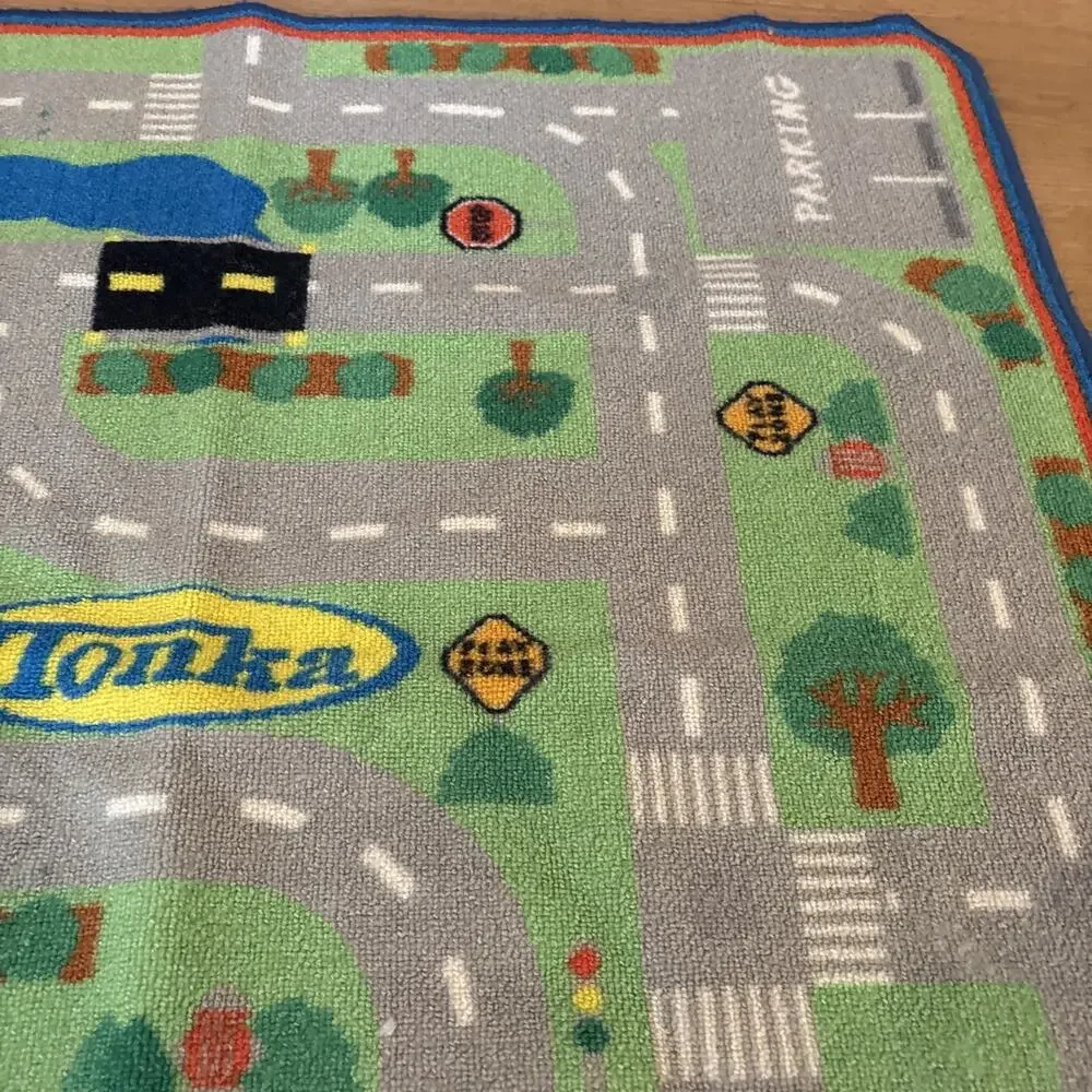 Tonka Kids Road Play Mat Rug Construction Truck Car Playroom Floor Rug 39x39”